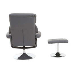 Denton Grey Leather Effect Recliner Chair with Footstool - thumbnail 6