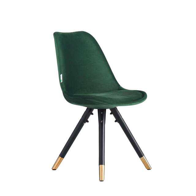 Sofia Velvet Dining Chair with Metal Legs - Retro Scandinavian Style - Green / Single