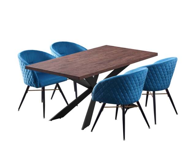 Vittorio Duke Lux Dining Set - Blue / Set of 4