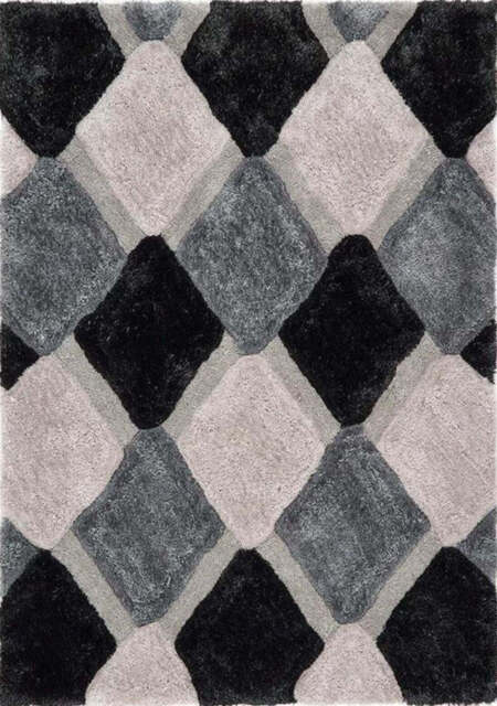 3D Grey Geometric Shaggy Rug - 160X230 cm