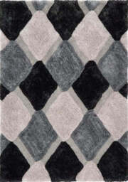 3D Grey Geometric Shaggy Rug - 160X230 cm