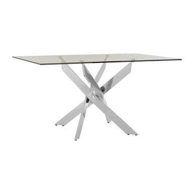Allure Chrome Finish Rectangular Dining Table with Clear Glass Top - image 1