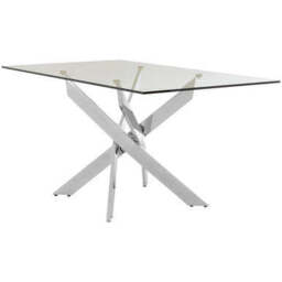 Allure Chrome Finish Rectangular Dining Table with Clear Glass Top - thumbnail 3