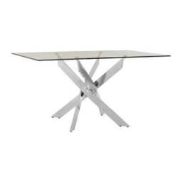 Allure Chrome Finish Rectangular Dining Table with Clear Glass Top - thumbnail 1