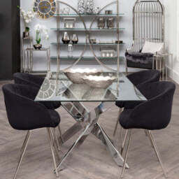 Allure Chrome Finish Rectangular Dining Table with Clear Glass Top - thumbnail 2