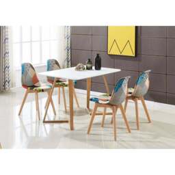 Patchwork Dallas Dining Set for 4 - a Dining Table & Set of 4 Pacthwork Fabric Dining Chairs - Scandinavian Desig - thumbnail 2