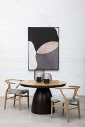 Hazel Natural Oak Wood and Grey Fur Dining Chair - thumbnail 3