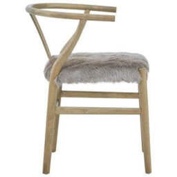 Hazel Natural Oak Wood and Grey Fur Dining Chair - thumbnail 5