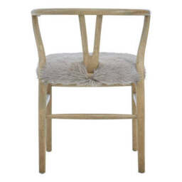 Hazel Natural Oak Wood and Grey Fur Dining Chair - thumbnail 6