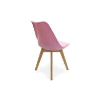 5PCs Dining Set - an Oak Halo Dining Table & Set of 4 Pink Lorenzo Tulip chairs with Padded Seat - thumbnail 5
