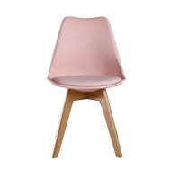 5PCs Dining Set - an Oak Halo Dining Table & Set of 4 Pink Lorenzo Tulip chairs with Padded Seat - thumbnail 3