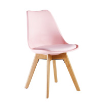 5PCs Dining Set - an Oak Halo Dining Table & Set of 4 Pink Lorenzo Tulip chairs with Padded Seat - thumbnail 4