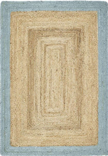 Bordered Duck Egg Blue Jute Rug - 160X230 cm