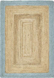 Bordered Duck Egg Blue Jute Rug - 160X230 cm