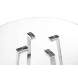 Metropolitan Clear Glass Round Dining Table with Silver Finish Base - thumbnail 5