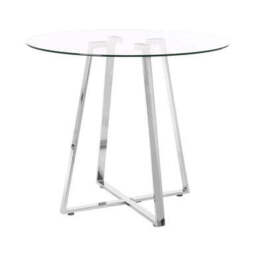 Metropolitan Clear Glass Round Dining Table with Silver Finish Base - thumbnail 2