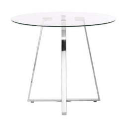 Metropolitan Clear Glass Round Dining Table with Silver Finish Base - thumbnail 3