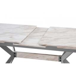 Milano Blaze LUX Dining Set - a White EXTENDABLE Dining Table & 6 Velvet Dining Chairs with Silver End Caps - thumbnail 5