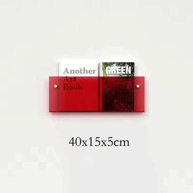 Floating Acrylic Magazine Holder - Red 40x15x5 cm