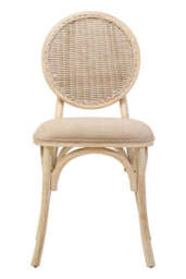 Cebu White Wash Wood and Rattan Dining Chair with Beige Seat - thumbnail 2
