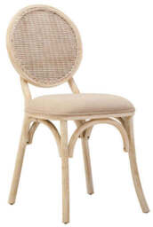 Cebu White Wash Wood and Rattan Dining Chair with Beige Seat - thumbnail 3