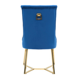 Ambra Velvet Dining Chair – Tufted Luxury Accent with Gold Legs & Ring Pull - thumbnail 3