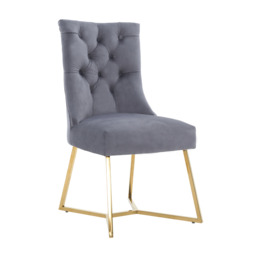 Ambra Velvet Dining Chair – Tufted Luxury Accent with Gold Legs & Ring Pull - thumbnail 4