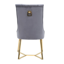 Ambra Velvet Dining Chair – Tufted Luxury Accent with Gold Legs & Ring Pull - thumbnail 2
