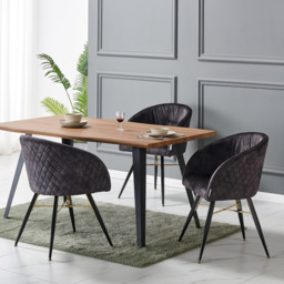 Vittorio Rocco LUX 5PCs Dining Set includes an Oak Dining Table and Set of 4 Dining Chairs - thumbnail 2