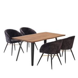 Vittorio Rocco LUX 5PCs Dining Set includes an Oak Dining Table and Set of 4 Dining Chairs - thumbnail 1