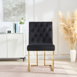 Siena Tufted Velvet Dining Chair – Gold Frame, Modern Luxury Accent - thumbnail 6