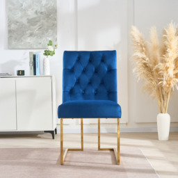 Siena Tufted Velvet Dining Chair – Gold Frame, Modern Luxury Accent - thumbnail 1