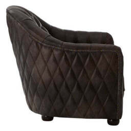 Victor Dark Grey Brown Leather Tub Chair - thumbnail 6