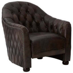 Victor Dark Grey Brown Leather Tub Chair - thumbnail 4