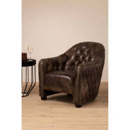Victor Dark Grey Brown Leather Tub Chair - thumbnail 5