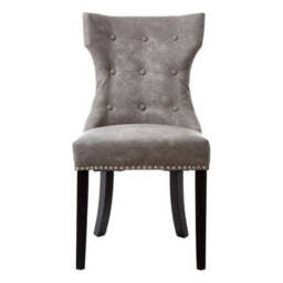 Daxton Grey Leather Effect Button Tufted Dining Chair - thumbnail 2