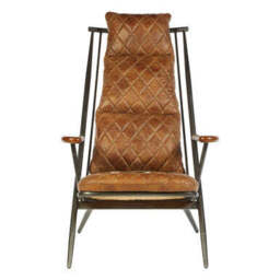 Hoxton Light Brown Leather Quilted High Back Chair - thumbnail 1