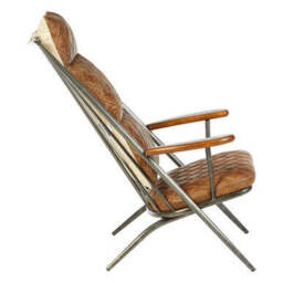 Hoxton Light Brown Leather Quilted High Back Chair - thumbnail 3