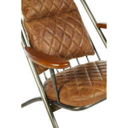 Hoxton Light Brown Leather Quilted High Back Chair - thumbnail 6