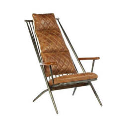 Hoxton Light Brown Leather Quilted High Back Chair - thumbnail 2