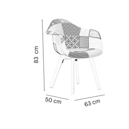 Patchwork Tub Chair with Armrests – Stylish Fabric Dining Chair Multicolored - thumbnail 5