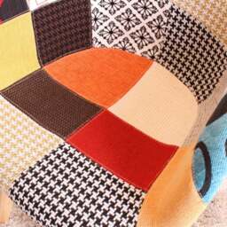 Patchwork Tub Chair with Armrests – Stylish Fabric Dining Chair Multicolored - thumbnail 4