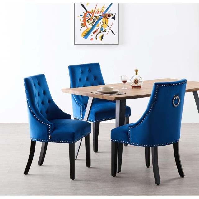 Windsor Rocco Dining Set - an Oak Table with set of 4 Dining Chairs - Blue