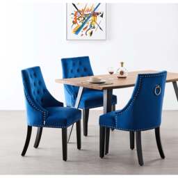 Windsor Rocco Dining Set - an Oak Table with set of 4 Dining Chairs - Blue