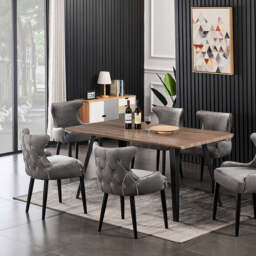 Oxford Rocco LUX Dining Set, a Table and Chairs Set of 6, Walnut - thumbnail 2