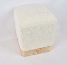 Mota Burl Wood And Cream Boucle Square Stool - thumbnail 3