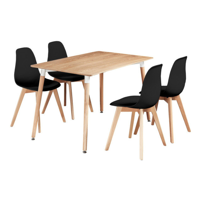 Rico Halo Dining Set with Oak Table and 4 Black Chairs - image 1