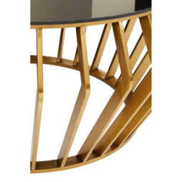 Ackley Black Glass and Gold Finish Round Coffee Table - thumbnail 5