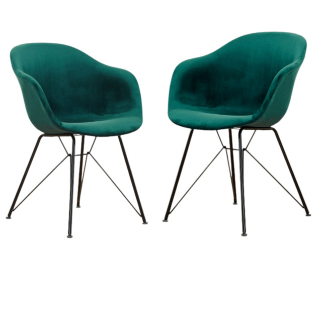 Valentina Velvet LUX Chair - Green / Set of 2