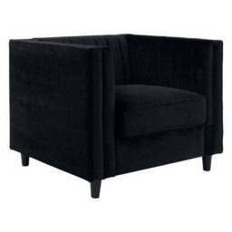 Farah Black Velvet Chair with Pleated Detail - thumbnail 3